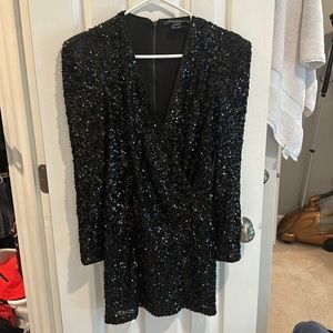 Size 6 French Connection black sequin mini dress